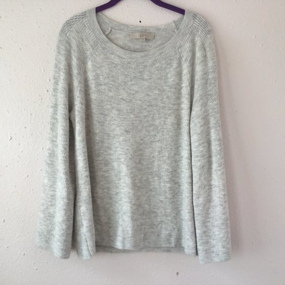 LOFT Sweaters - Loft Gray Bell Sleeve Crew Neck Flowy Sweater